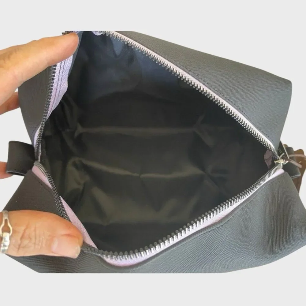 Rae Dunn Beauty Bag Cosmetic Pouch Black Travel Makeup Case NWT